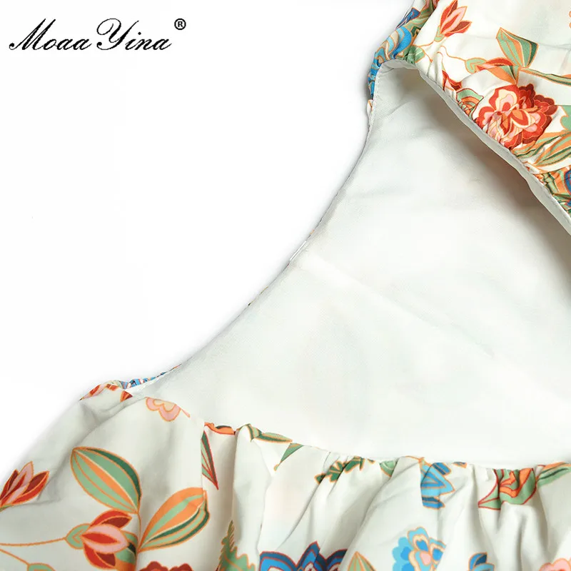 Imagem -04 - Moaayina-vestido Midi Vintage de Verão Novo Vestido Fashion para Mulheres Manga Solta Floral com Babados Elegante Férias Novo 2023