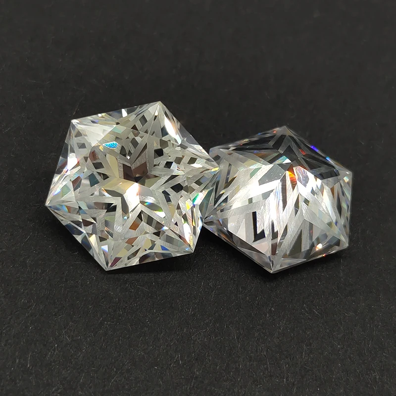 Letmexc Hexagram Cut White Cubic Zirconia Loose Stone High Carbon CZ Gemstone 5