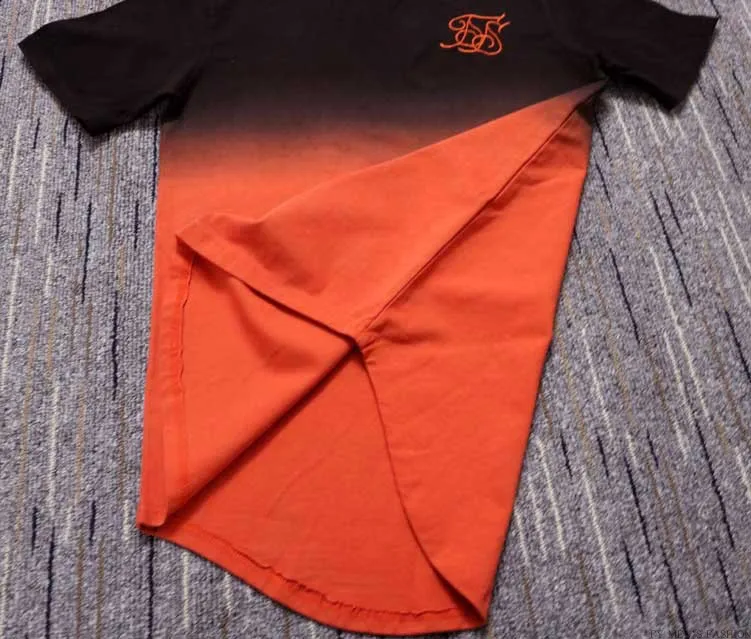 summer Cotton silk siksilk T shirt Gradient Printed T-shirts Short Sleeves Hip Hop T-shirt shirts Tops Men Longline tees With
