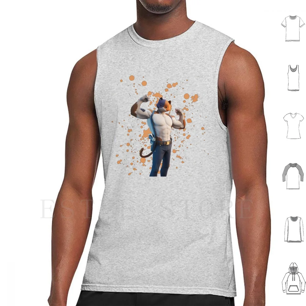 Meowscles Skin Tank Tops Vest Cotton Ikonik Battle Royale Gameplay Best Selling Most Popular Setup Gamers Usa Gamers Usa