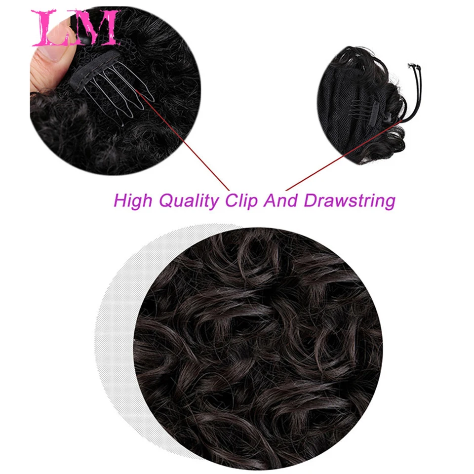 LM Messy Hair Bun Clip in Hair Extension 2 Plastikowy grzebień Krótkie kręcone włosy Chignon Syntetyczny roztrzepany kok dla kobiet Ślub