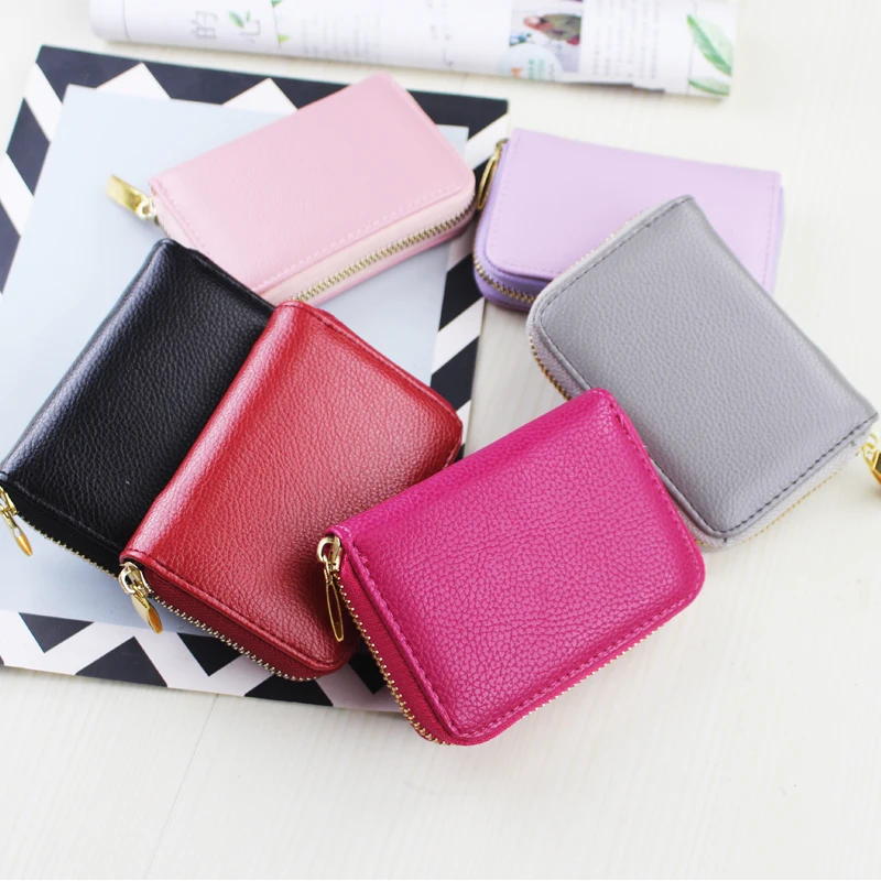 Men's Multi-card Slot Ultra-thin Zipper Wallet Ladies Short Simple Folding Coin Purse Organ Women's License Card Bag