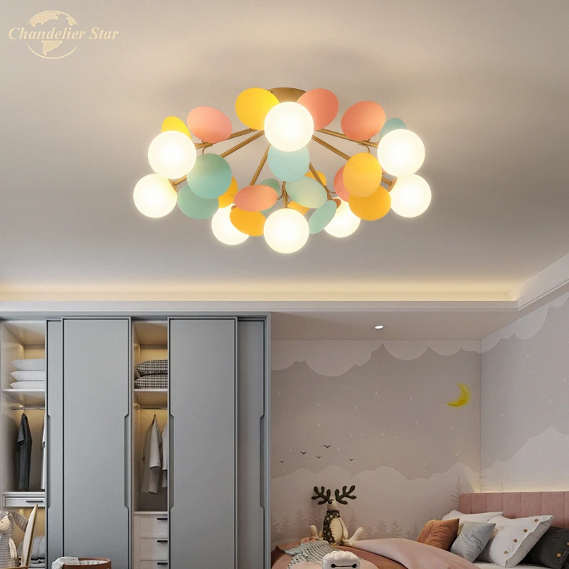 

Nordic LED Ceiling Lights Postmodern Glass Colorful Acrylic Flower Lamp Kitchen Bedroom Living Room Corridor Indoor Lighting