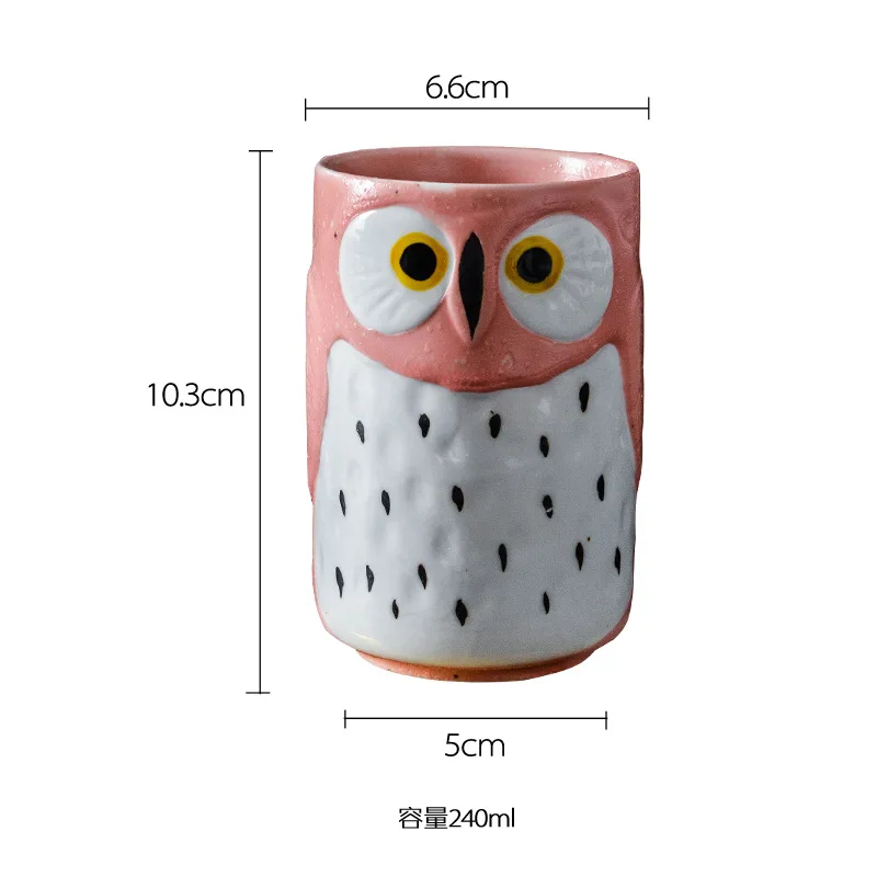 Japanese Owl Cartoon Children's Water Cup Lovely Animal Modeling Creative Christmas Ceramic Mug Art Model Lovers Cup