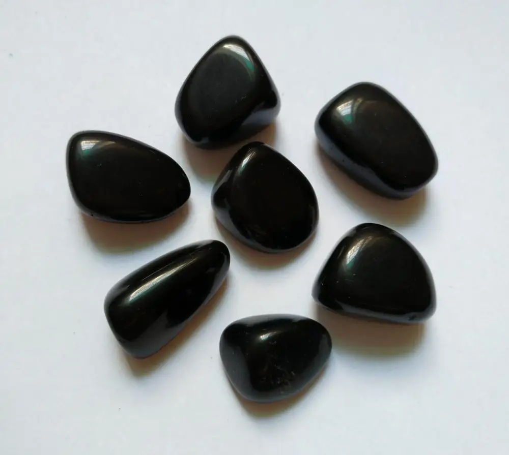 Wholesale 3pcs 100% Natural Black Obsidian Stone Tumbled Healing Stone,Gem stone Healing Sea Glass Tumbled Stones,20-25mm