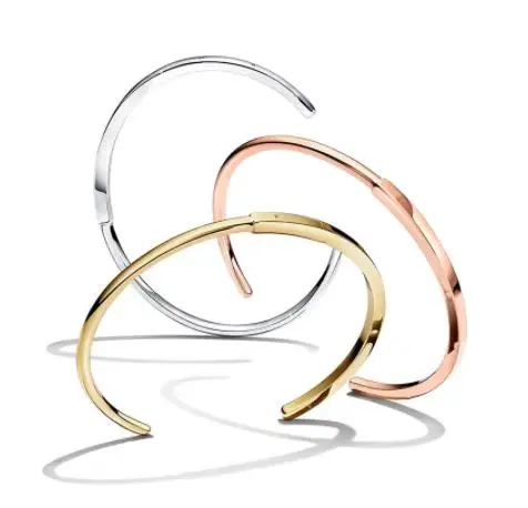 Authentic 925 Sterling Silver Bracelet Rose Gold pandora Signature I-D Bangle Fit Women Bead Charm Diy pandora Jewelry