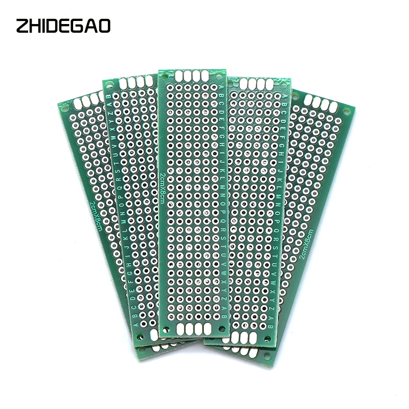 5pcs 2X8cm PCB Prototype Board Circuit Protoboard Universal Stripboard Prototyping Veroboard 2X8 Double Panel