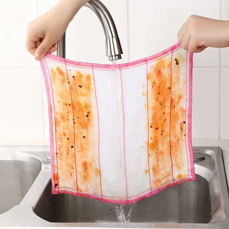 Kitchen Cleaning Cloth Super Absorbent Non Stick Oil Rag 8-layer Thickness Cotton Yarn Cleaning Cloth Reusable Cleaning Cloth