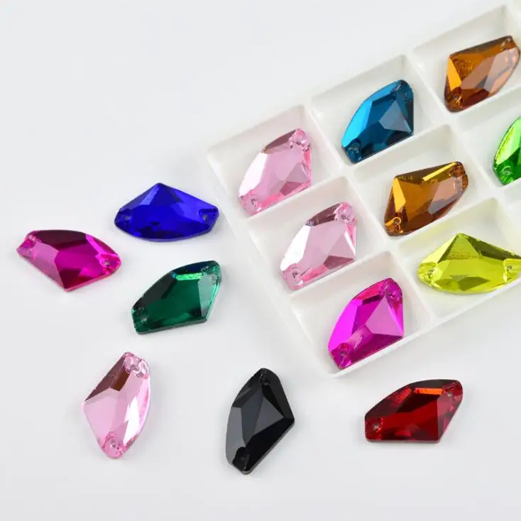 All size sew-on rhinestones AX glass crystal two holes flatback galactic sewing rhinestone for DIY wedding dress/bag accessories
