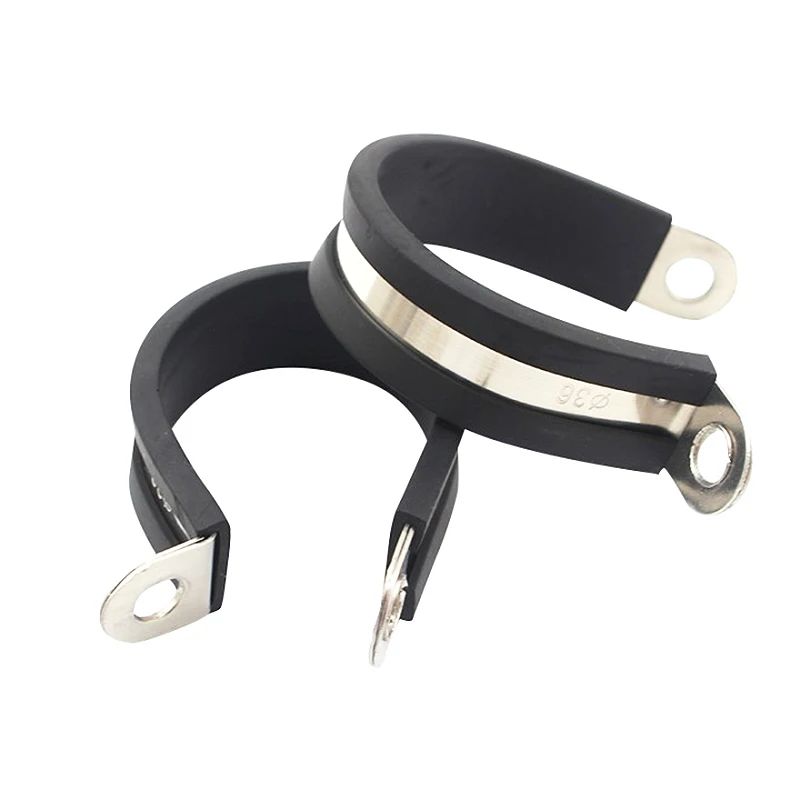 Water Pipe Fixing Clamp 304 Stainless Steel With Rubber Strip Hose Clamp R-type Rubber Shock-absorbing Cable Wire Clamp