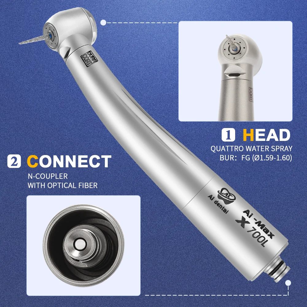 AI-X700L Air Turbin High Speed Handpiece Big Torque Head With Optic Fiber Fit N Quick Coupler For Dental Chair Unit  Accessory