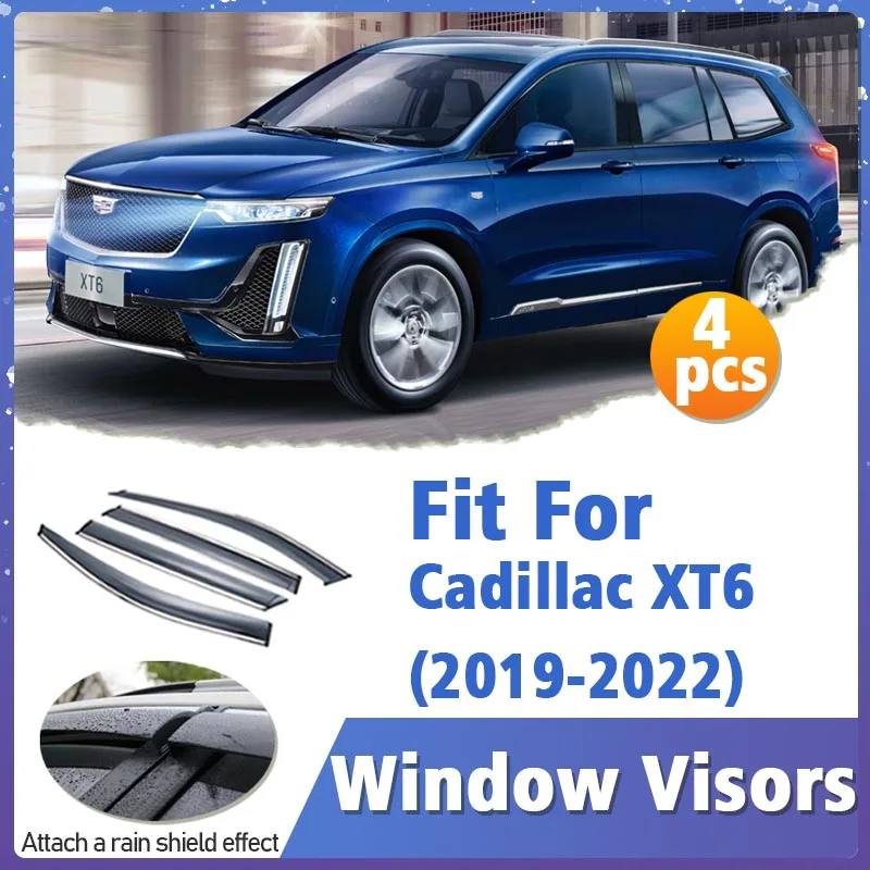 

Window Visor Guard for Cadillac XT6 2019-2022 Vent Cover Trim Awnings Shelters Protection Sun Rain Deflector Auto Accessories