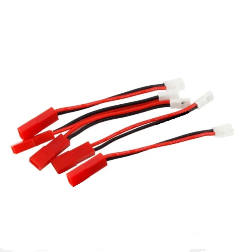 Adaptador de chicote de fios para carregador de bateria RC, macho para fêmea, JST, cabo, Molex 2.0, 1S, 2Pin, 20awg, 50mm, 5 pcs, 10 pcs