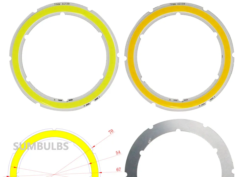 2W-12W Angel Eyes LED COB Light Source Annual Shape 12V DC 20mm-120mm COB Ring LED Cold Warm White Light Source for DIY Bulb