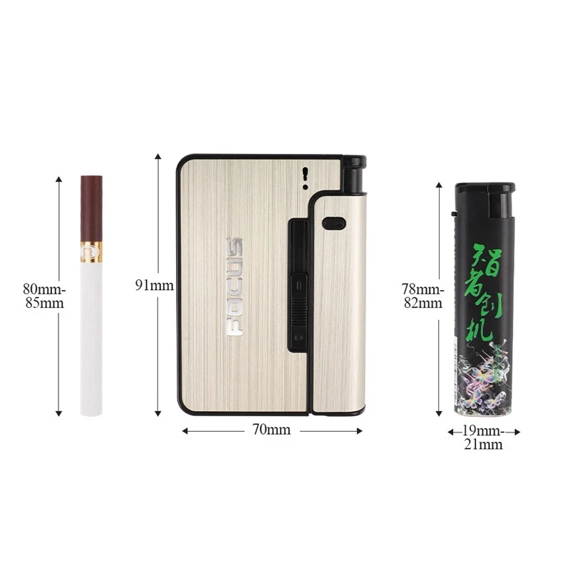Portable Automatic Cigarette Case Metal Cigarette Boxes 10PCS Cigarette Holder Case Not Lighter Gadget For Men Christmas Gifts