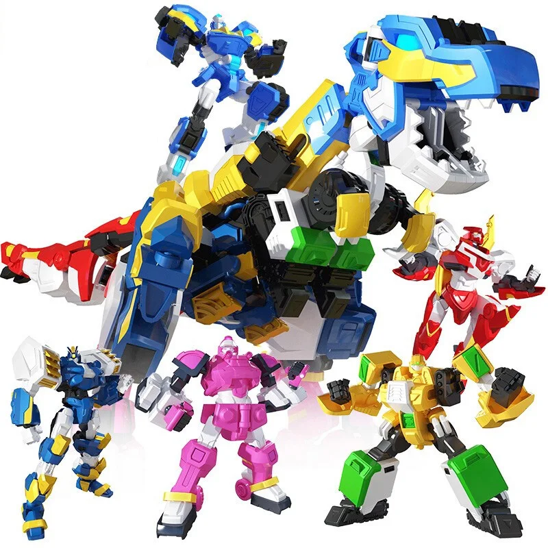 

5 IN 1 Mini Force 2 Super Gino Power Transformation Robot Toys Action Figures MiniForce X Deformation Dinosaur Mecha Toy