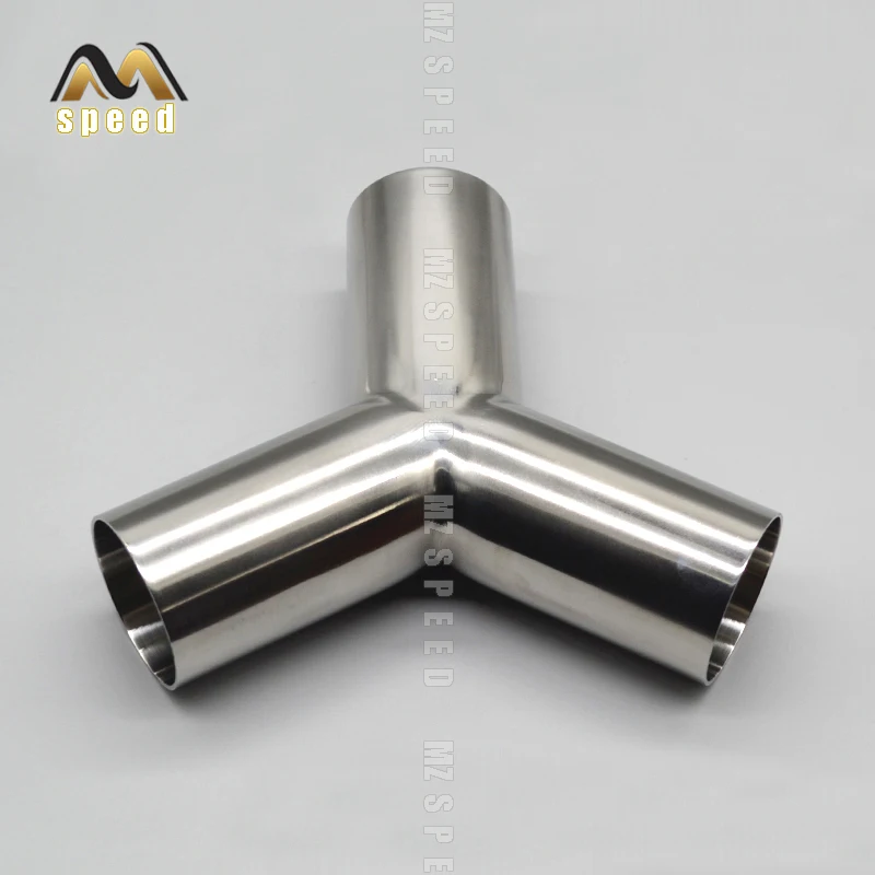 304 stainless steel sanitary grade Y type three-way welded pipe universal exhaust pipe welded muffler connection pipe fitting