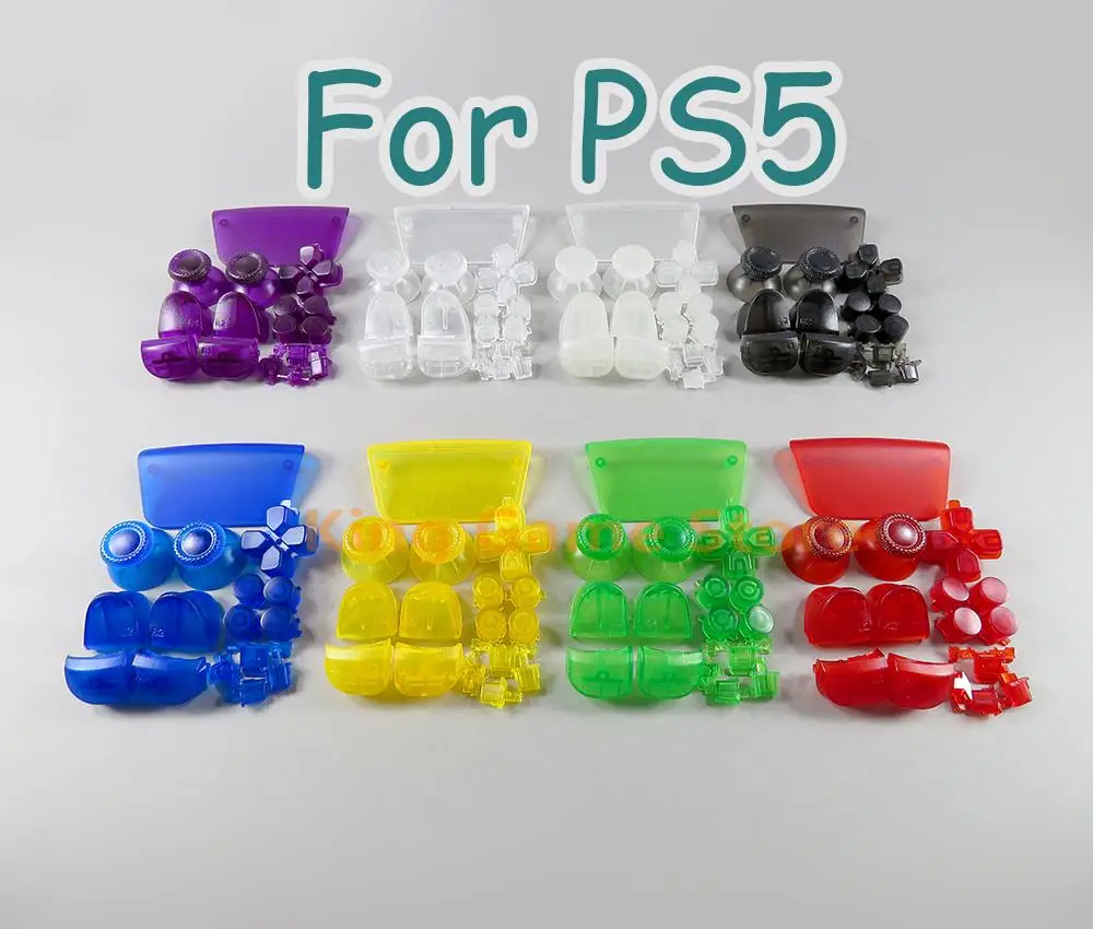 

20sets/lot Transparent Full Button Sets For PlayStation 5 PS5 ABXY Buttons D-pad R1 L1 R2 L2 Direction Key Button Joysticks Caps