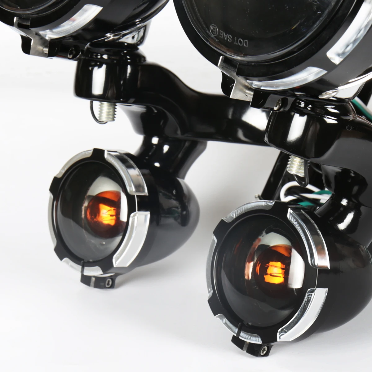 Gloss Black Burst LED Auxiliary Lighting Bracket For Harley Touring Electra Glide Road King FLHR