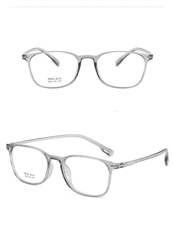 Tr90 quadratische kurzsichtige Brille mit Grad Frauen Männer Retro klarer Spiegel kurzsichtige Brille 0 -0.5 -1.0 -1.5 bis -6.0 transparent – Detail 8