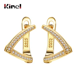 Kinel New Fashion Irregular Geometric Stud Earrings AAA Cubic Zirconia Turning Earrings For Women Engagement Wedding Jewelry