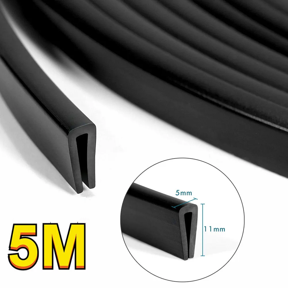 

1x Rubber Edging Trim Strip 5M Car Door Edge Protector Strip Trim U-Shape Rubber Guard Seal 11x5mm Very Hard Wearing And Washabl