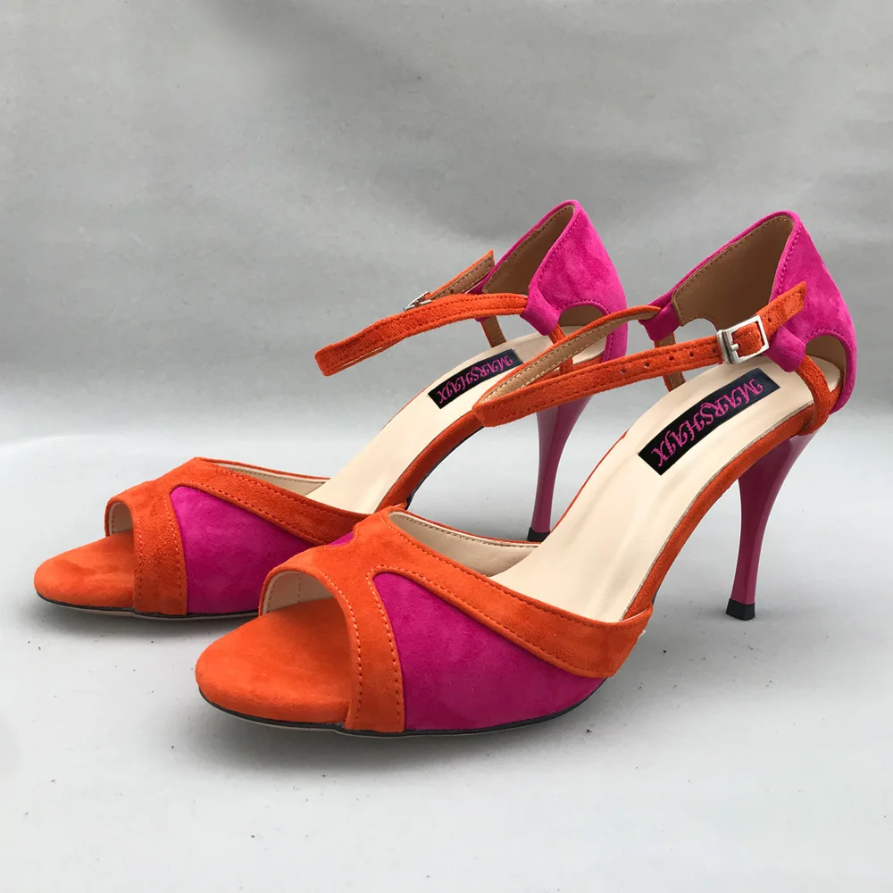 Classical High Heel Flamenco Dance Shoes Argentina Tango Shoes pratice shoes MST6234BORS Leather Hard Sole