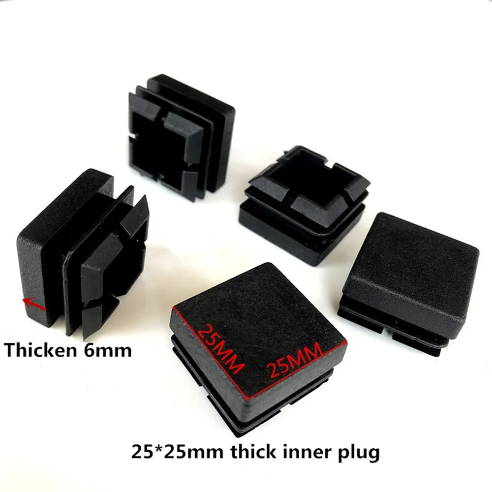 25*25mm Square Plastic Blanking End Cap Tube Pipe Insert Plug Bung Black