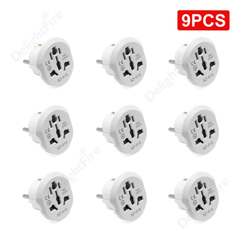 EU Plug Adapter Universal AU US UK CN To EU Wall Socket EU Converter 2 Round Socket AC 16A  250V Travel Adapter High Quality CE