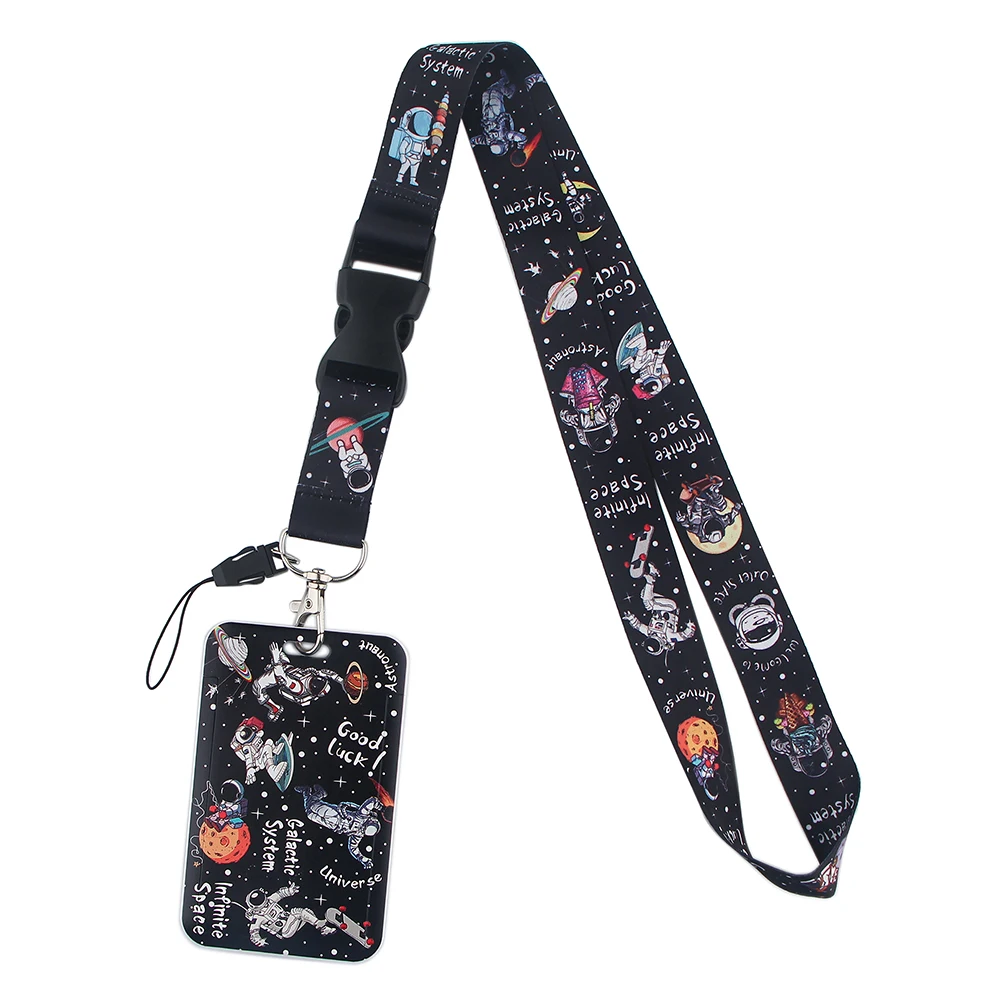 ER516 Cosmic Planet Astronaut Buckle Lanyard Neck Strap Lanyard For Keys ID Card Gym Mobile Phone Straps USB Badge Holder