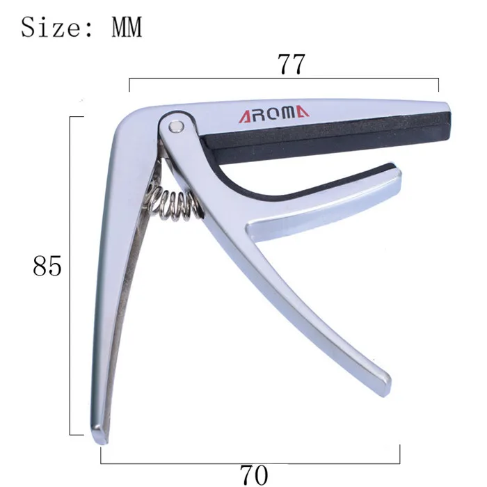 Aroma AC-02 Silver Metal Classic Guitar Capo Silicone Cushion Dimension