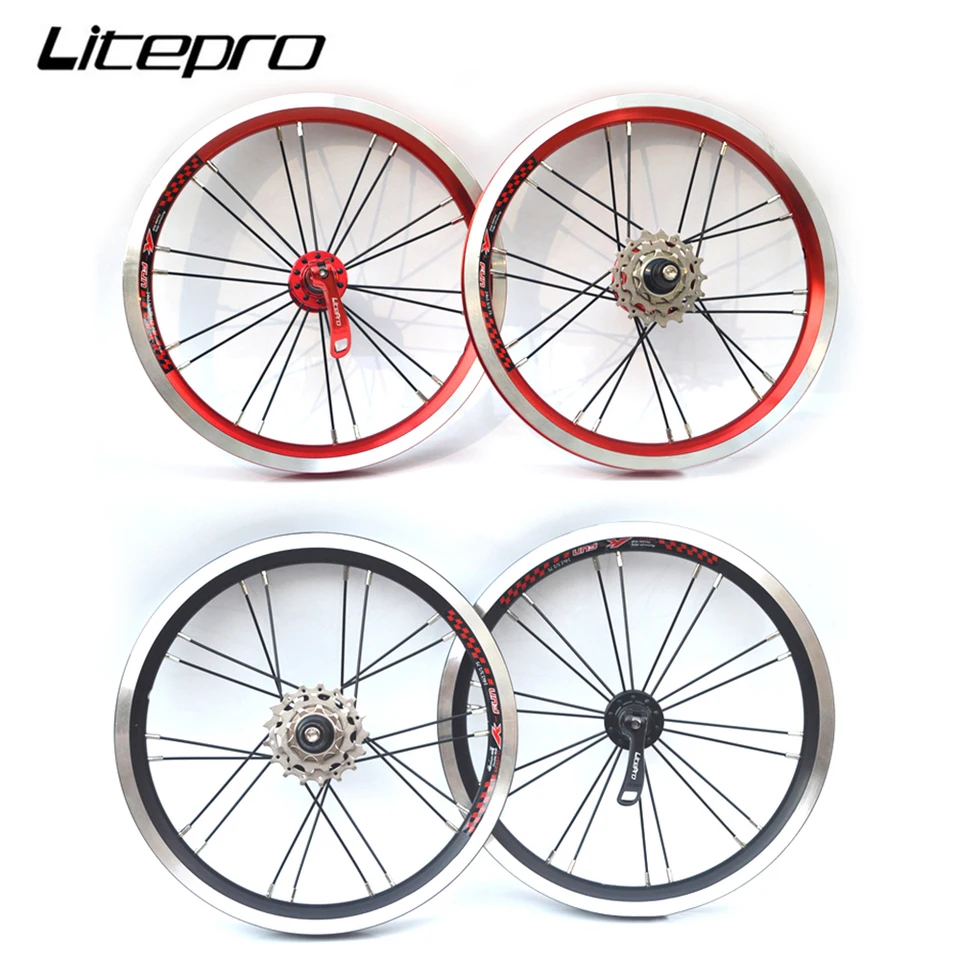 Litepro-折りたたみ自転車ホイールセット,3つのギアホイールのセット 
