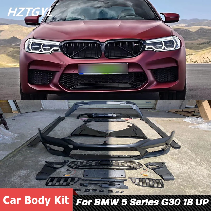 PP Unpainted Front Rear Bumper Side Skirts Lip Fender Car Body Kit For BMW 5 Series G30 G38 Facelift M5 Style 2018 Up