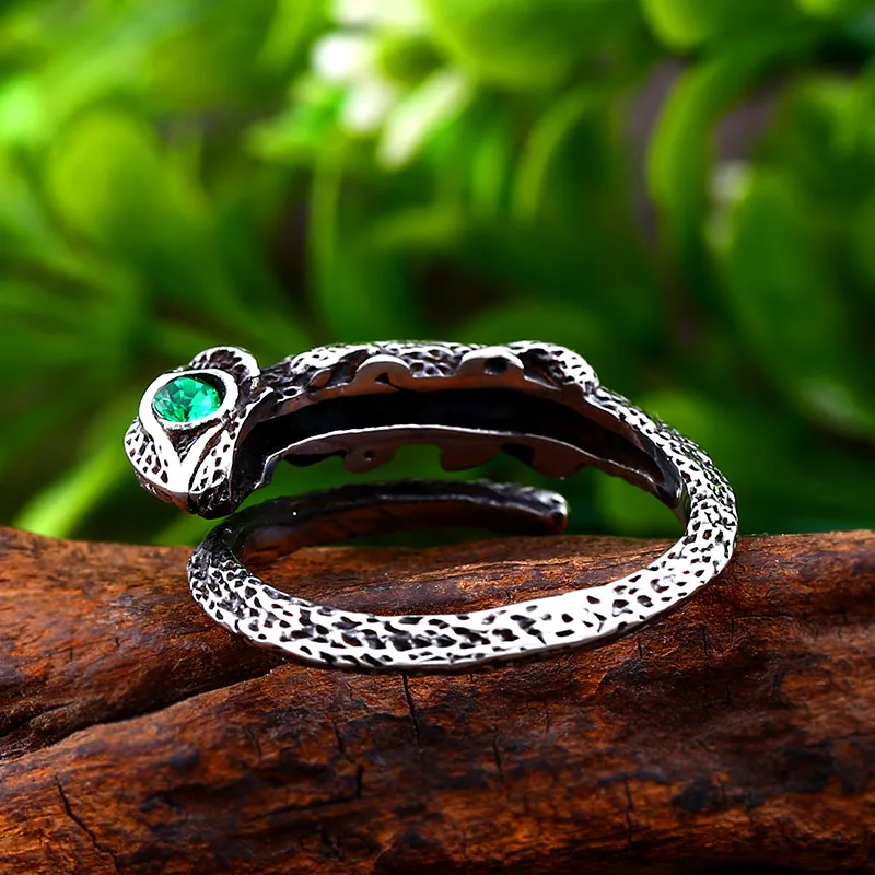 BEIER 316L stainless steel Vintage Green stone Eye Lizard Men\'s Ring Classic Animal High Quality Jewellery LLBR8-700R