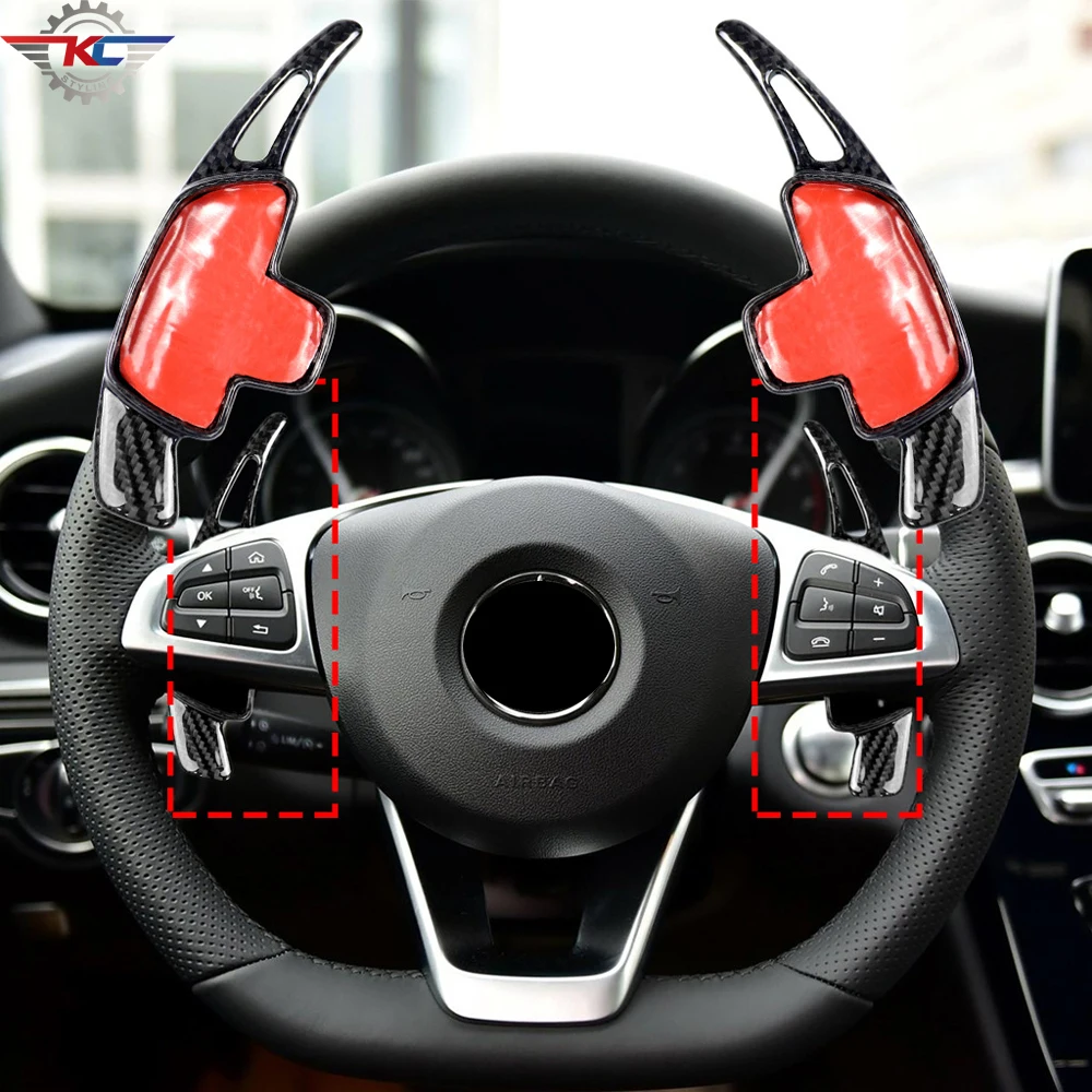 

Car Steering Wheel Shift Lever Extension Cover Stickers For Mercedes Car 1 Pair Real Carbon