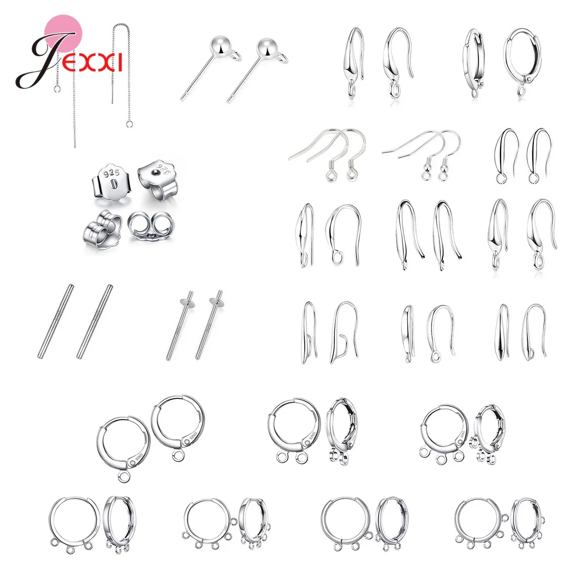 Package Selling Earring Findings For DIY Female Fashion Jewelry Genuine 925 Sterling Silver Earring Findings Newest Fashion