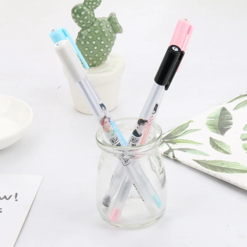 50PCS Creative Diamond Star Pen Idol Practitioner Gel Pens Student Stationery Black Signature Pen