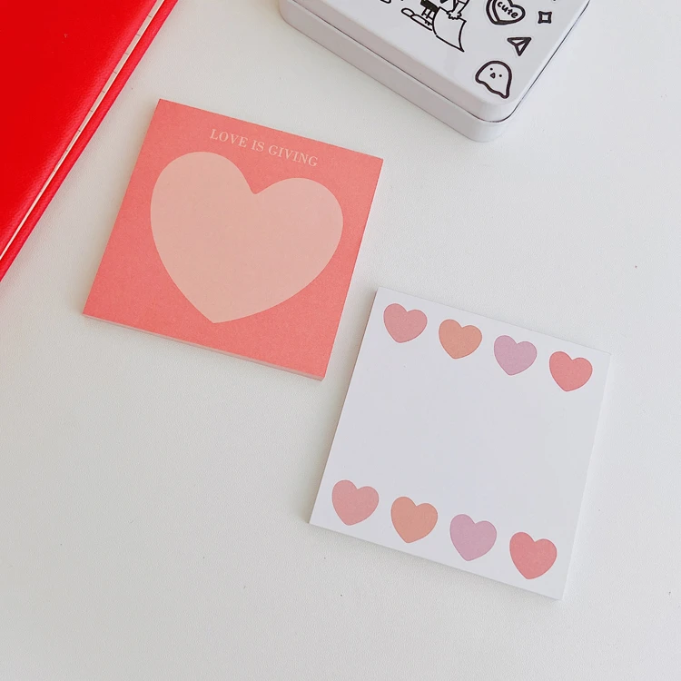 

50 Sheets Ins Heart-shaped Memo Pad Simple Creative Love English Student Portable Diy Message Paper Notepad Kawaii Stationery