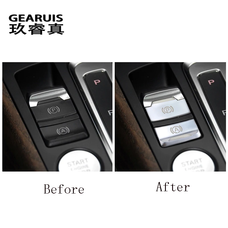 Car Styling for Audi A4 B8 S4 A5 S5 Q5 RS4 Central Handbrake P A Auto switch Buttons Covers Stickers Trim Interior Accessories