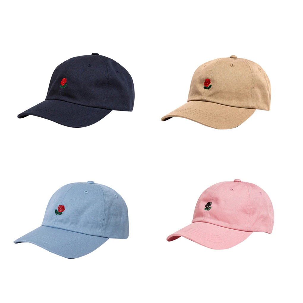 Men Women Floral Rose Embroidered Dad Hat Baseball Cap Canvas Adjustable Peaked Cotton Headwear