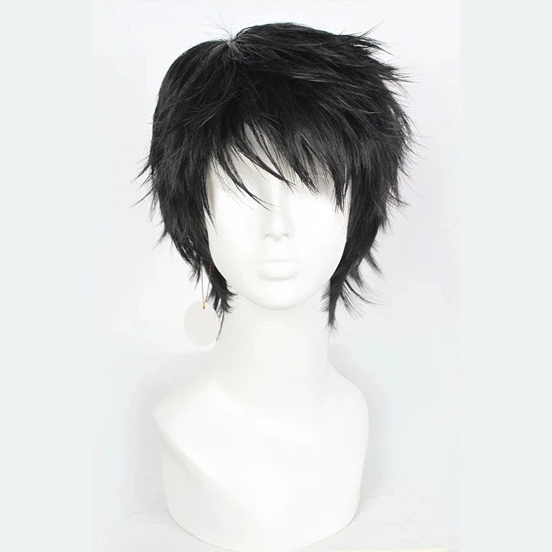 Anime Cosplay Roy Mustang Wig Cosplay  Short Black Heat Resistant Synthetic Hair Wig + Wig Cap