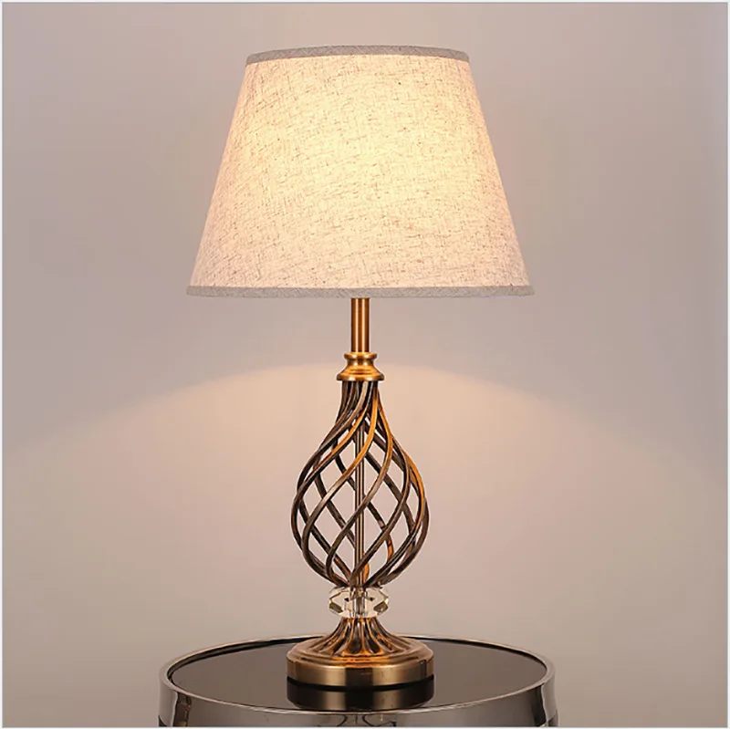 

Chinese Table Light Crystal Lantern Bedroom Living Room Bedside Light Hotel Office Study Desk Lamp Cloth E27 Decoration Light