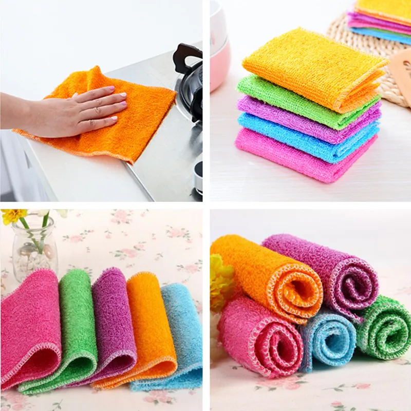 Kitchen Anti-grease Dishcloth Wiping Rag Bamboo Fiber Towel Cleaning Cloth Household Washing Disrag Kitchen Cleaning Towel Wiper