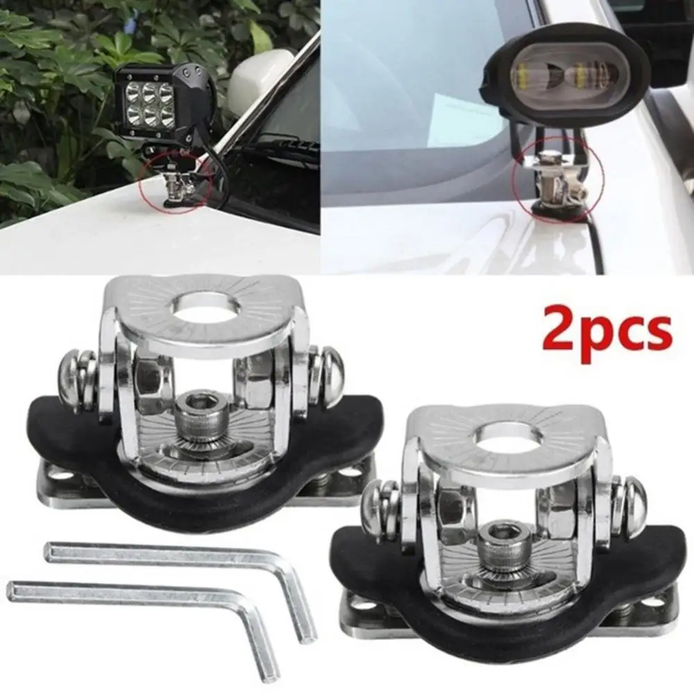 80% HOT SALES！！！2Pcs Stainless Steel Pillar Hood Mount Bracket Car LED Work Light Clamp Holder