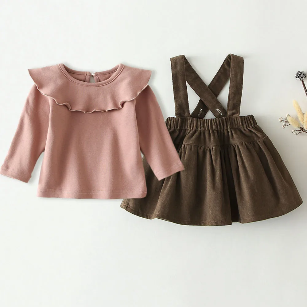 Korean Design Baby Girl Clothes Set Autumn Spring Infant Newborn Baby Girl Clothes Baby Tops Shirt + Dress 2pcs Baby Girl Outfit