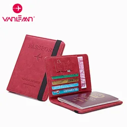 Porte-passeport RFID vintage pour hommes et femmes, étui de couverture de passeport d'affaires, porte-carte de crédit d'identité, portefeuille de carte bancaire, accessoires de voyage