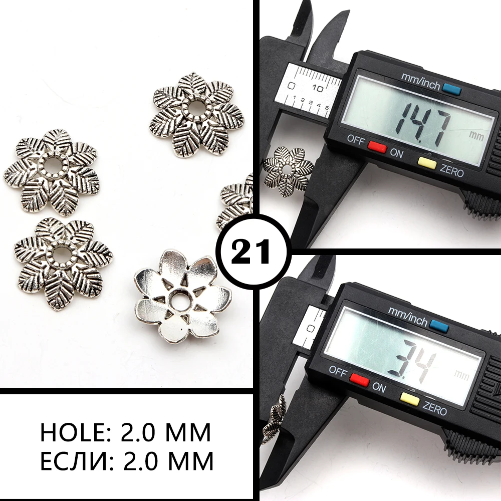 50 stücke Antike Kupfer Splitter Bronze Gold Runde Polygon Hohlen Form Metall Spacer Blume Perlen Kappen Für Schmuck Ketten, Der DIY – Detail 25