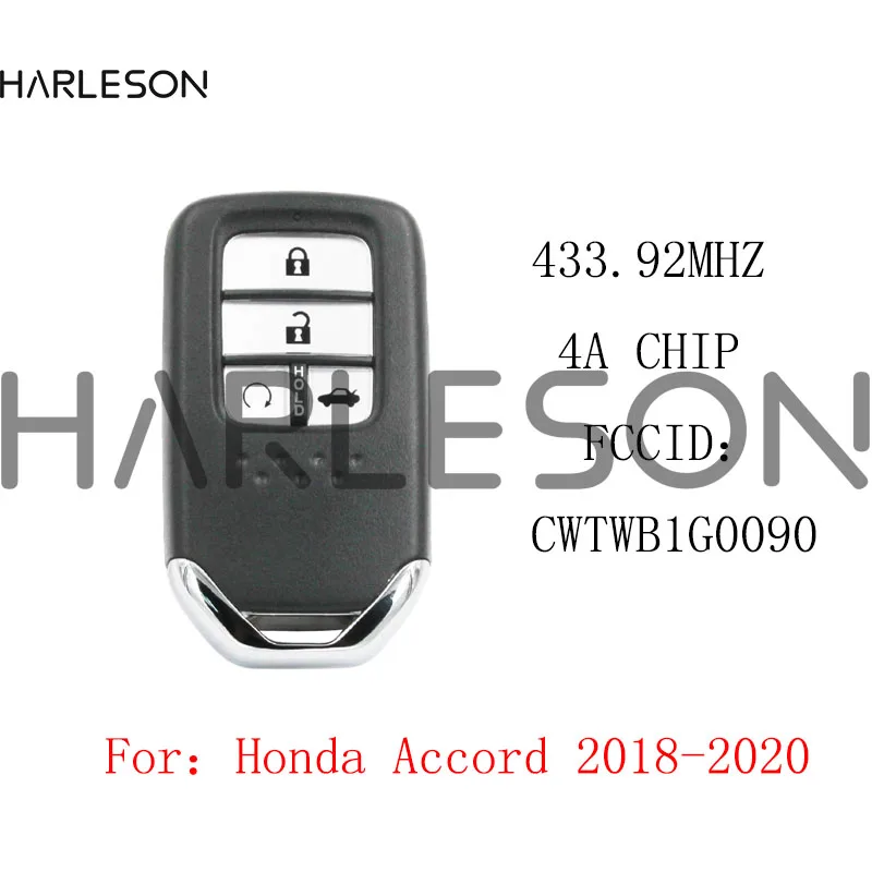 

4 Buttons Car Keyless Smart Key Keyless Go For Honda Accord Remote Key with 4A Chip 434Mhz 2018 2019 2020 FCCiD CWTWB1G0090