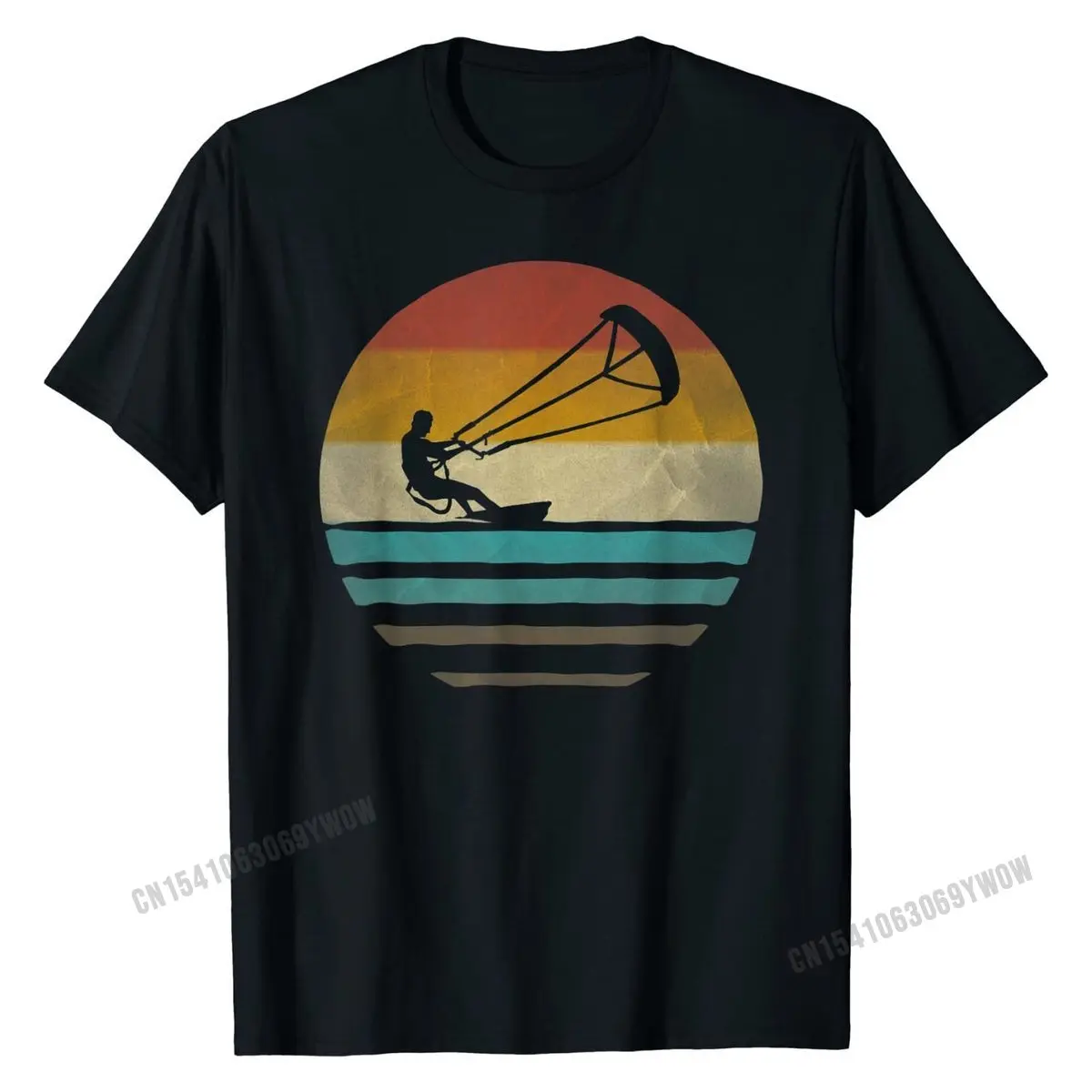 Kiteboarding Shirt Retro Vintage Silhouette Distressed Gift Tshirts for Men Crazy Tops T Shirt Graphic Normal Cotton