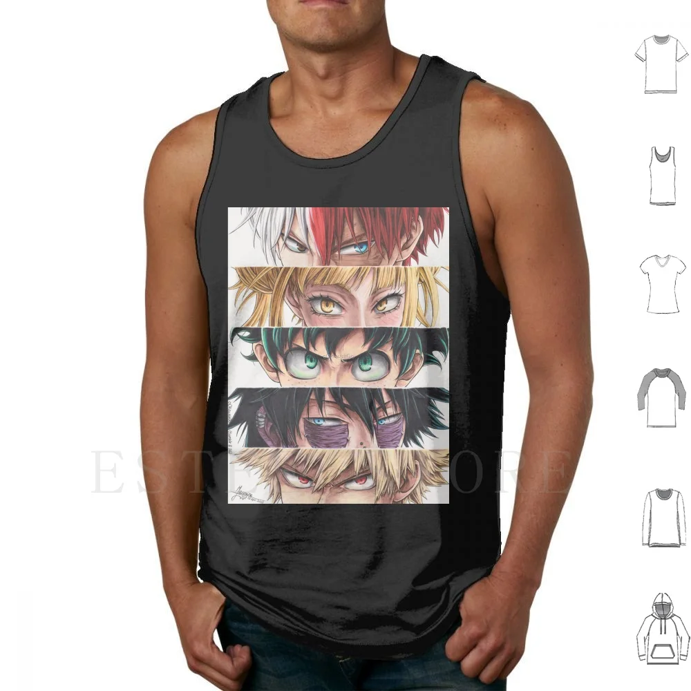 

Heroes Eyes Tank Tops Vest Cotton Bnha Mha Todoroki Shouto Toga Himiko Midoriya Izuku Dabi Bakugou Katsuki O0kawaii0o Anime